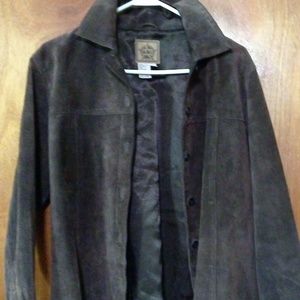 suede jacket in brown colour for woman